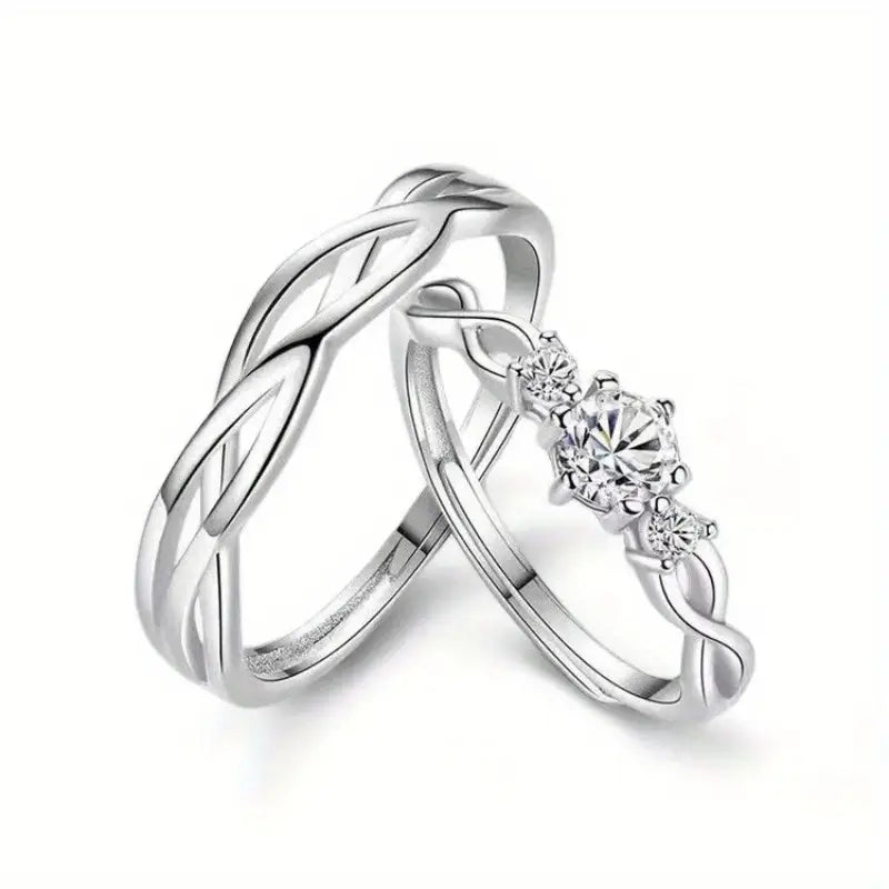 1pc/2pcs Unique Design Couple Rings, Inlaid Cubic Zirconia Wedding Rings For Men And Women