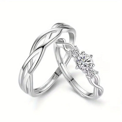 1pc/2pcs Unique Design Couple Rings, Inlaid Cubic Zirconia Wedding Rings For Men And Women