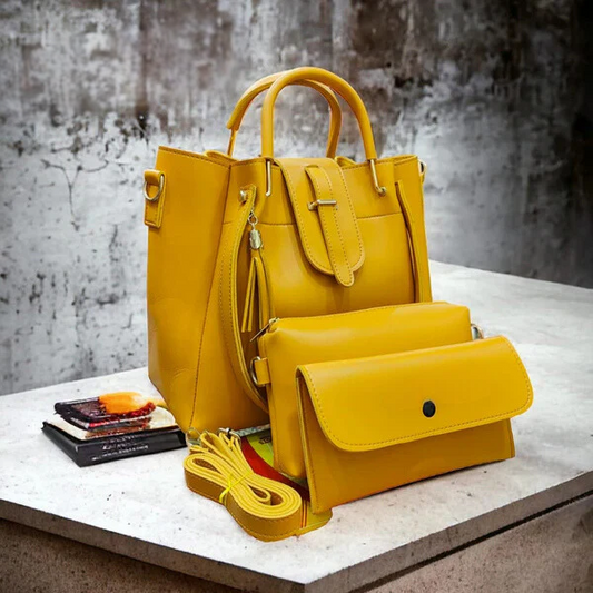 Leather 3Pcs Woman handbag