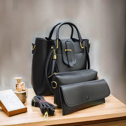 Leather 3Pcs Woman handbag