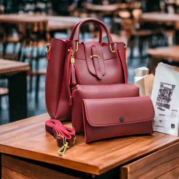 Leather 3Pcs Woman handbag